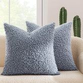 Decorative Fuzzy Sherpa Pillow Covers Dusty Blue 20x20-inch